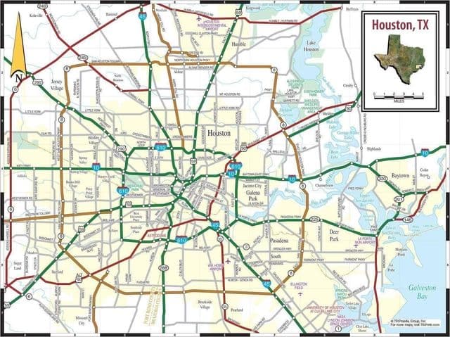 Mapa dróg w Houston