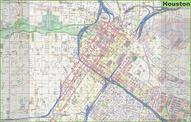 Mapa ulic Houston
