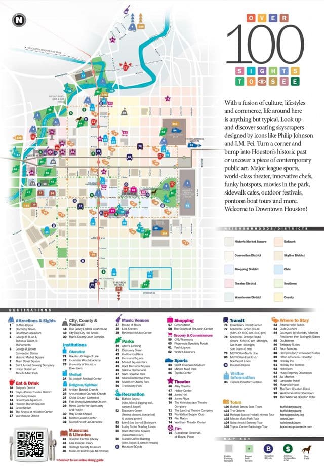 Mapa pieszych wycieczek po Houston