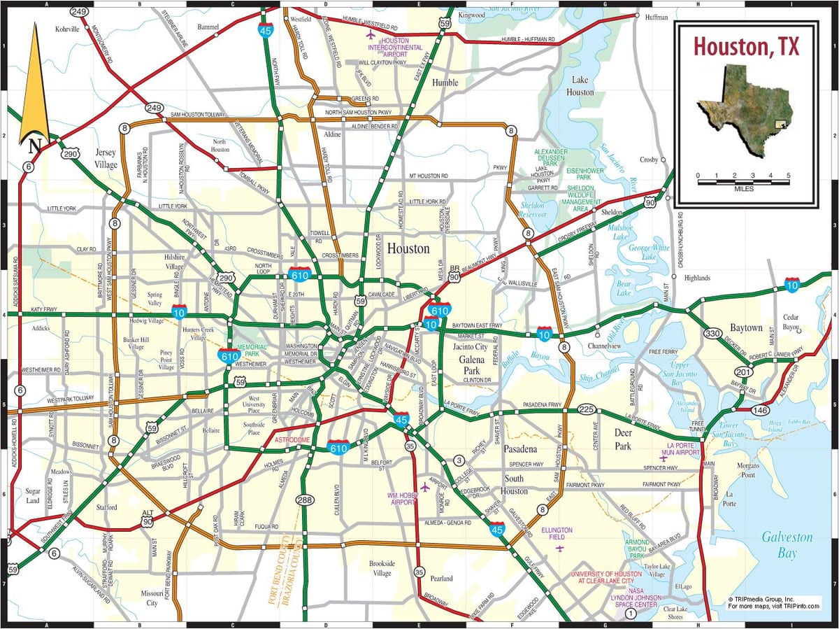 Mapa dróg w Houston