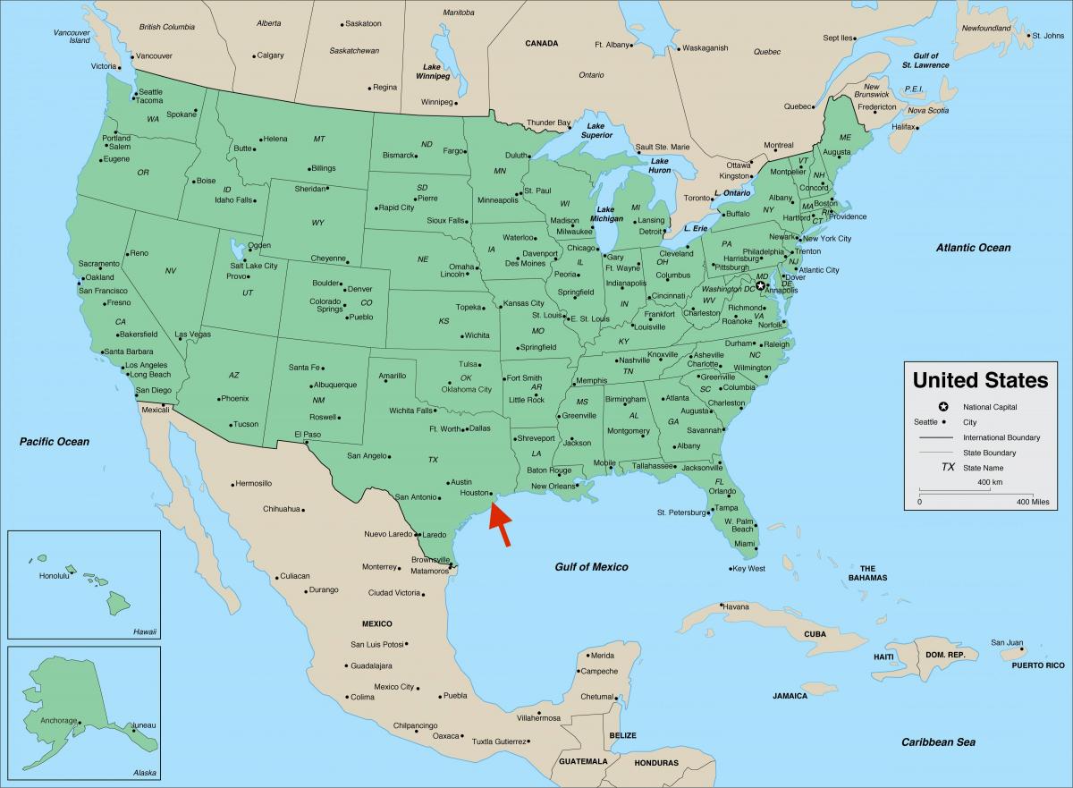 Houston w stanie Teksas - mapa USA